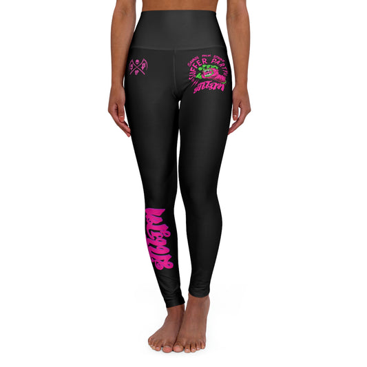 SAVAGE pink and green High Waisted Yoga Leggings