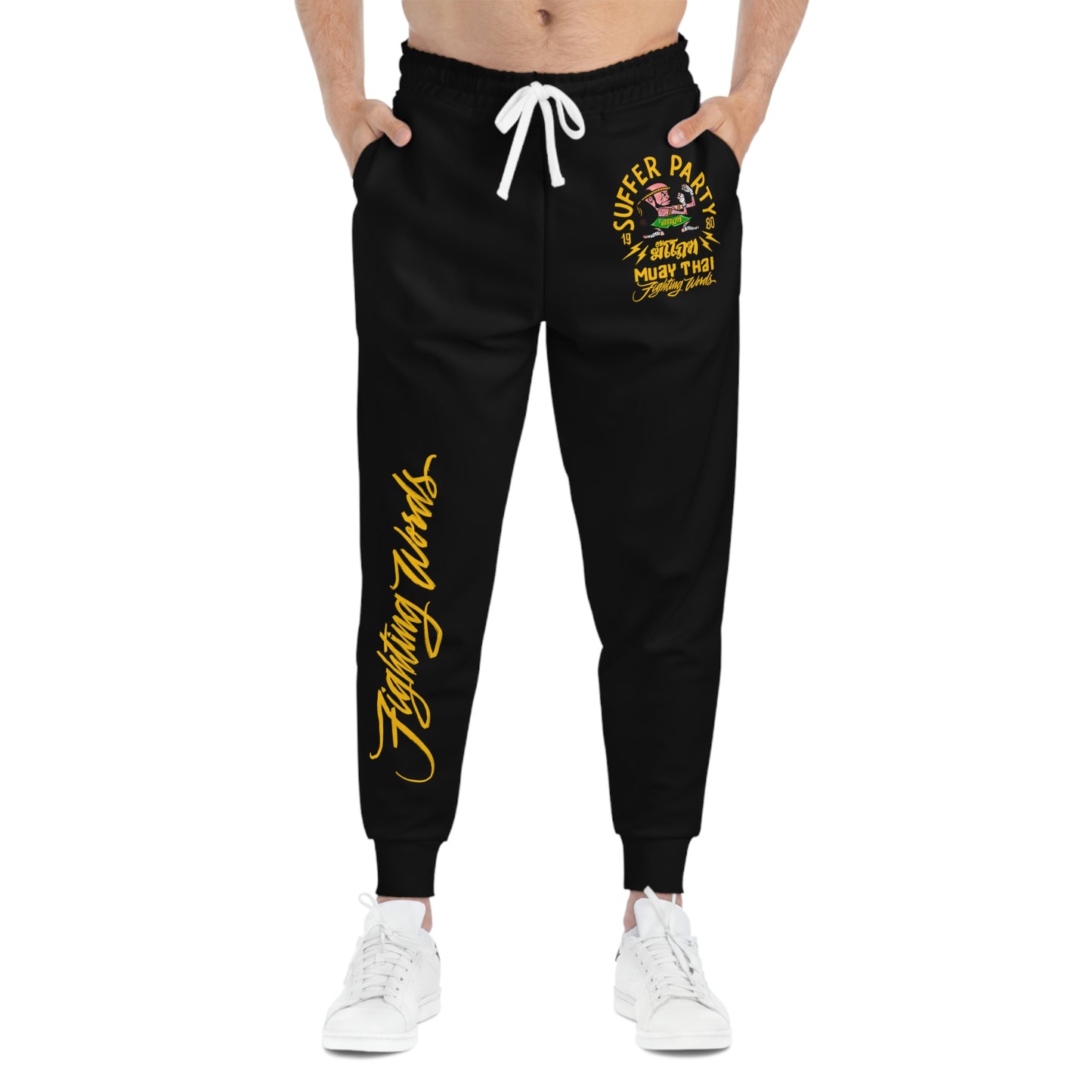 gold letters fighting thairish Athletic Joggers (AOP)