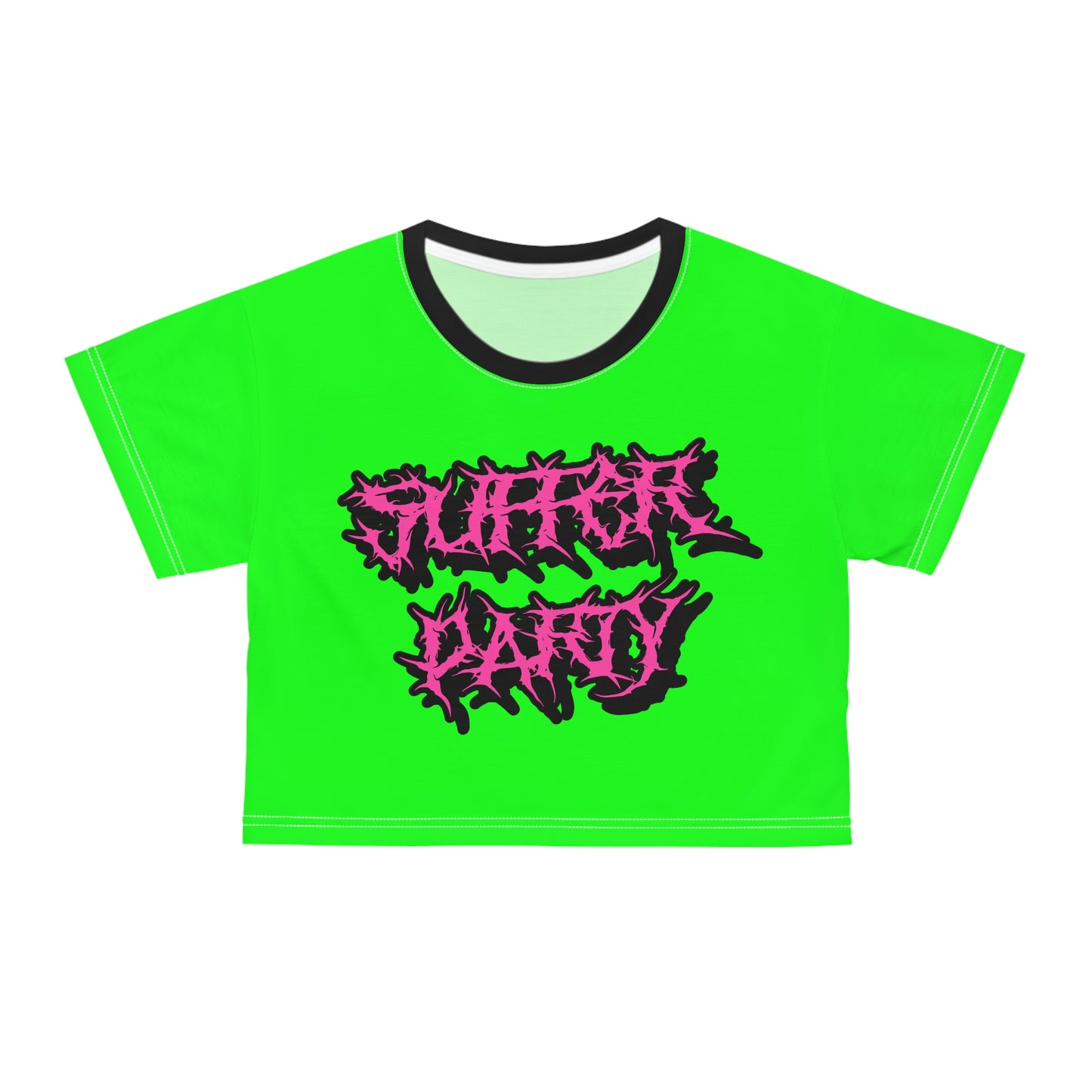 suffer party slime green Crop Tee