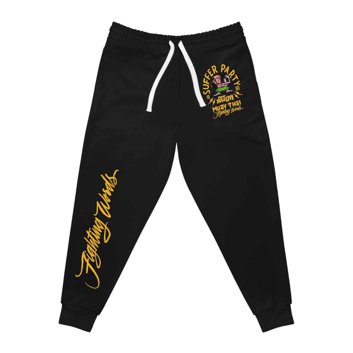 gold letters fighting thairish Athletic Joggers (AOP)